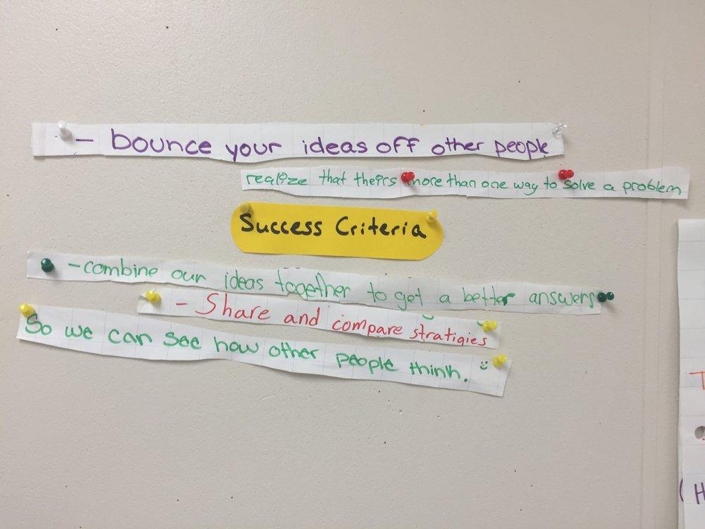 Number Talks Success Criteria