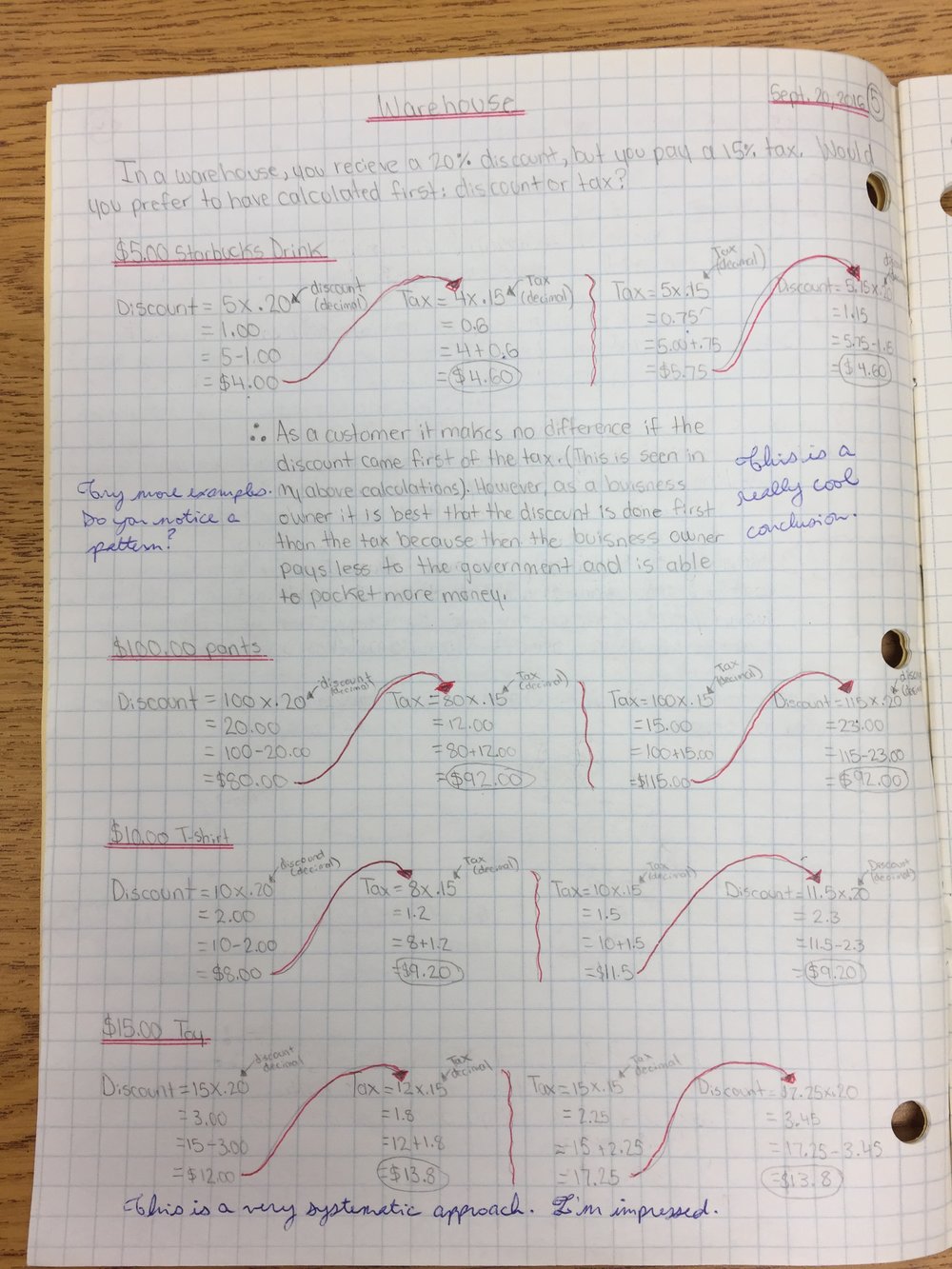 Math Journal Example 6