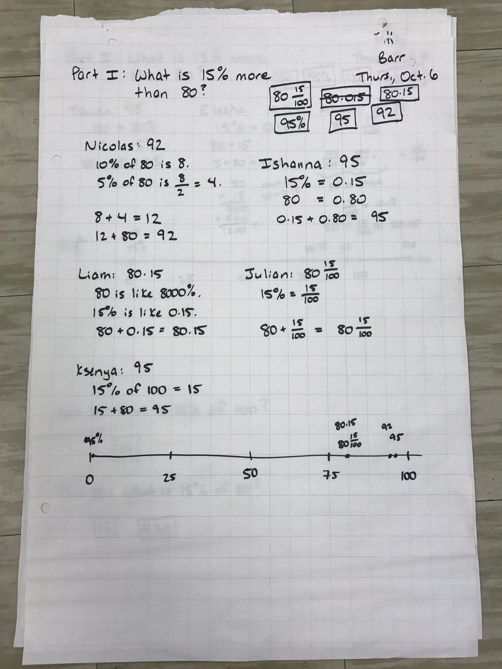 Fractions Decimals Percent Number Talk Barr