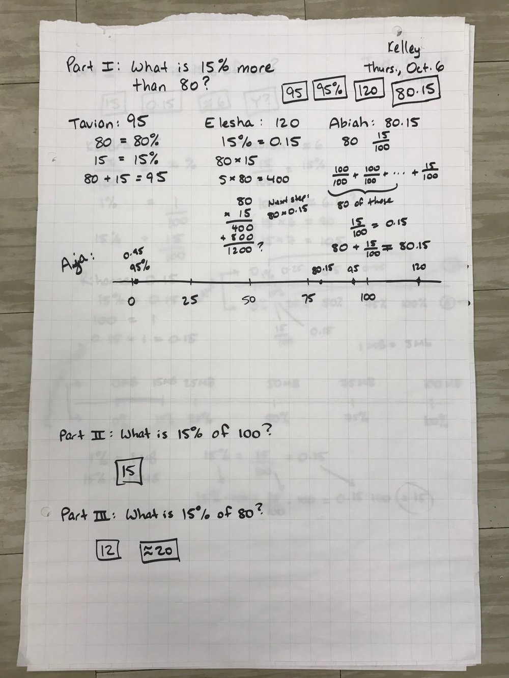 Fractions Decimals Percent Number Talk Kelley